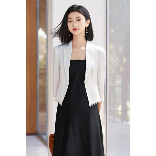 薄透气醋酸短外套 米思阳2025夏季新款轻气质高级感七分袖西装1531 商品图3