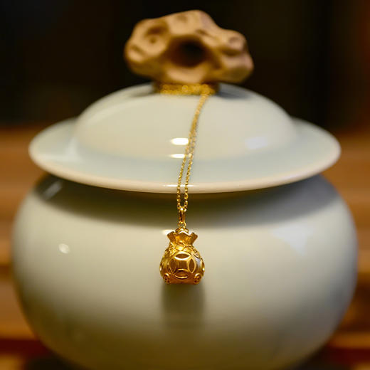 福袋玉髓银项链 一款两戴 招财纳福平安袋 带鉴定证书 商品图7