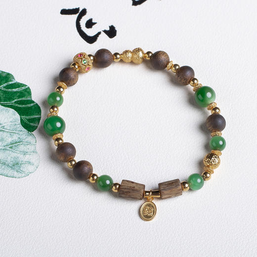 xy0559沉香+碧玉手串 商品图1