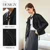 OLrain欧芮儿黑色短外套女秋季2025新款复古设计感不规则夹克皮衣 商品缩略图1