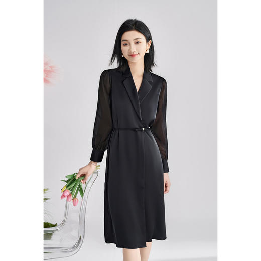 剩S 米思阳2026春季新款通勤气质西装连衣裙系带醋酸长袖裙子女士2306 商品图1