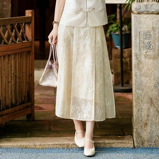 西子/亚麻新中式祥云纹提花改良马面裙/BQBH1497 商品图3