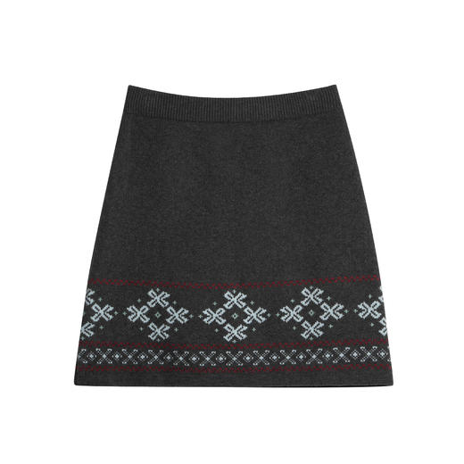 OLrain欧芮儿2025新款女秋季灰色费尔岛复古风毛织半身裙直筒短裙 商品图3