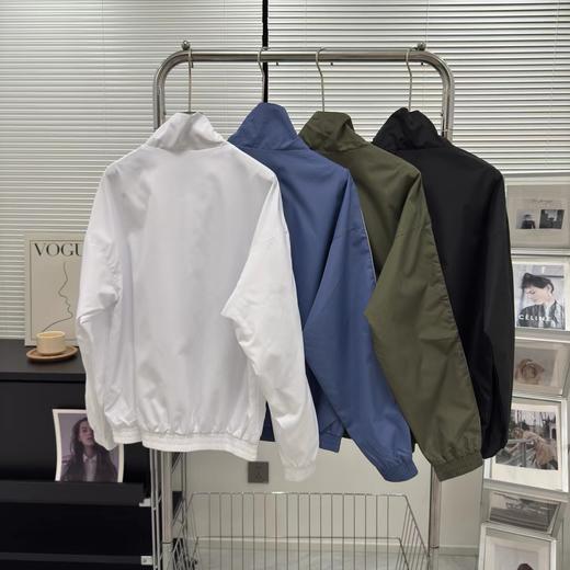 D082127条纹Logo宽松网格内衬立领运动夹克外套 商品图1