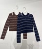 【门店同款】ENJOY秋季“光阴序语”翻领条纹针织衫 164894354 商品缩略图0