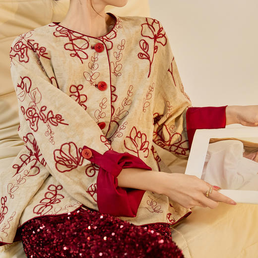 SS N7047印花改良上衣国风时尚开衫盘扣复古宽松外套 商品图1