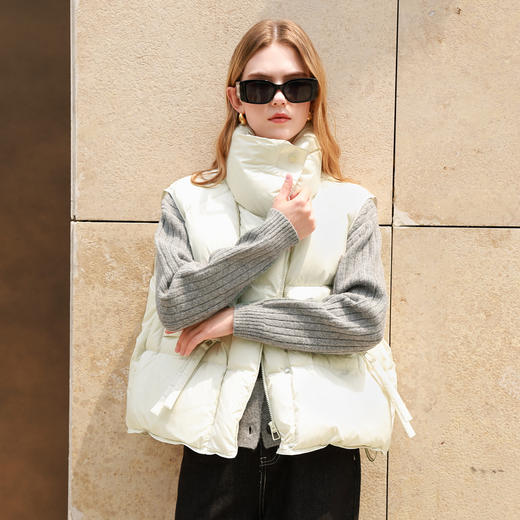 【易打理】三彩2025冬季新款90白鸭绒羽绒马甲宽松外穿短款M 商品图1