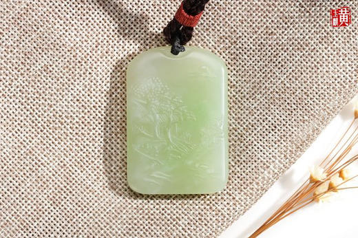 和田玉翠青【山水风光】吊坠 商品图2