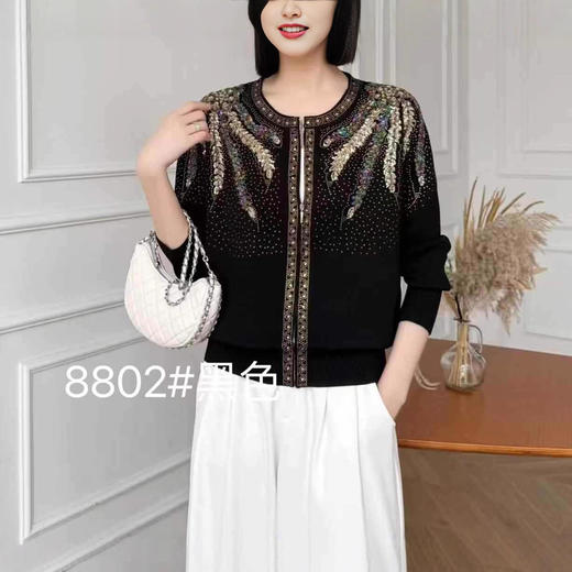 FCY JY8802刺绣针织衫上衣大码妈妈宽松毛衣 商品图2