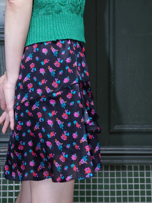 TYNVIE 层叠荷叶边短裙 - 黑色印花 商品图2