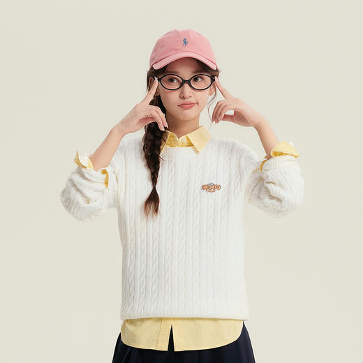 笛莎Deesha青少年女童毛衣2025冬季女童多彩刺绣小狗标毛衣 商品图1