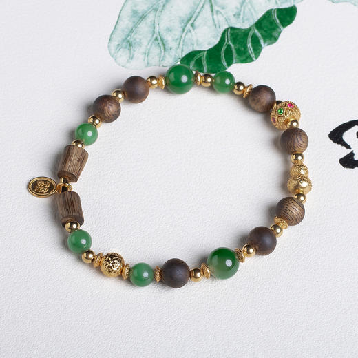 xy0559沉香+碧玉手串 商品图2