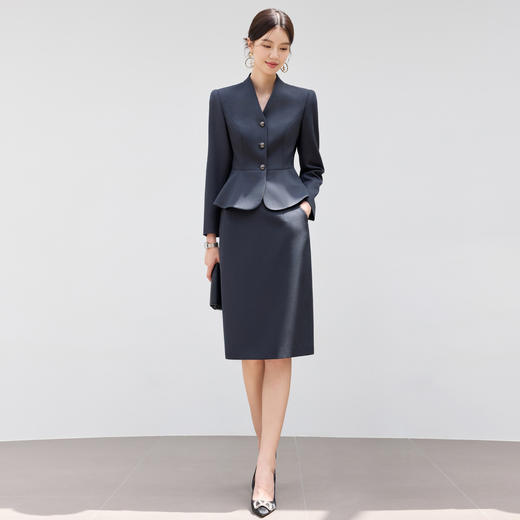 IWY/藏青色西装套裙女秋气质显瘦酒店前台接待工服珠宝店职业装25CS809 商品图3