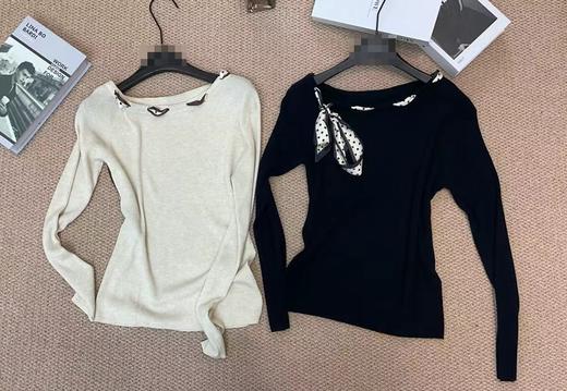 【门店同款】ENJOY秋季“光阴序语”领口丝巾针织上衣 164743329 商品图0