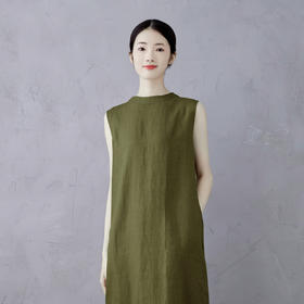 秋香色亚麻连衣裙文艺外穿内搭复古春夏秋【预售3天】GYD0622