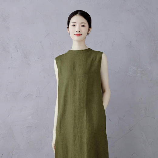 秋香色亚麻连衣裙文艺外穿内搭复古春夏秋【预售3天】GYD0622 商品图0