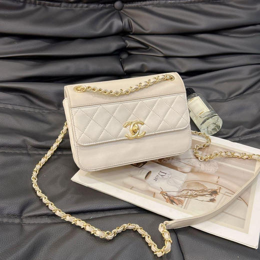Chanel 白金 牛皮 菱格纹拼接 链条 单肩包 28开 商品图1