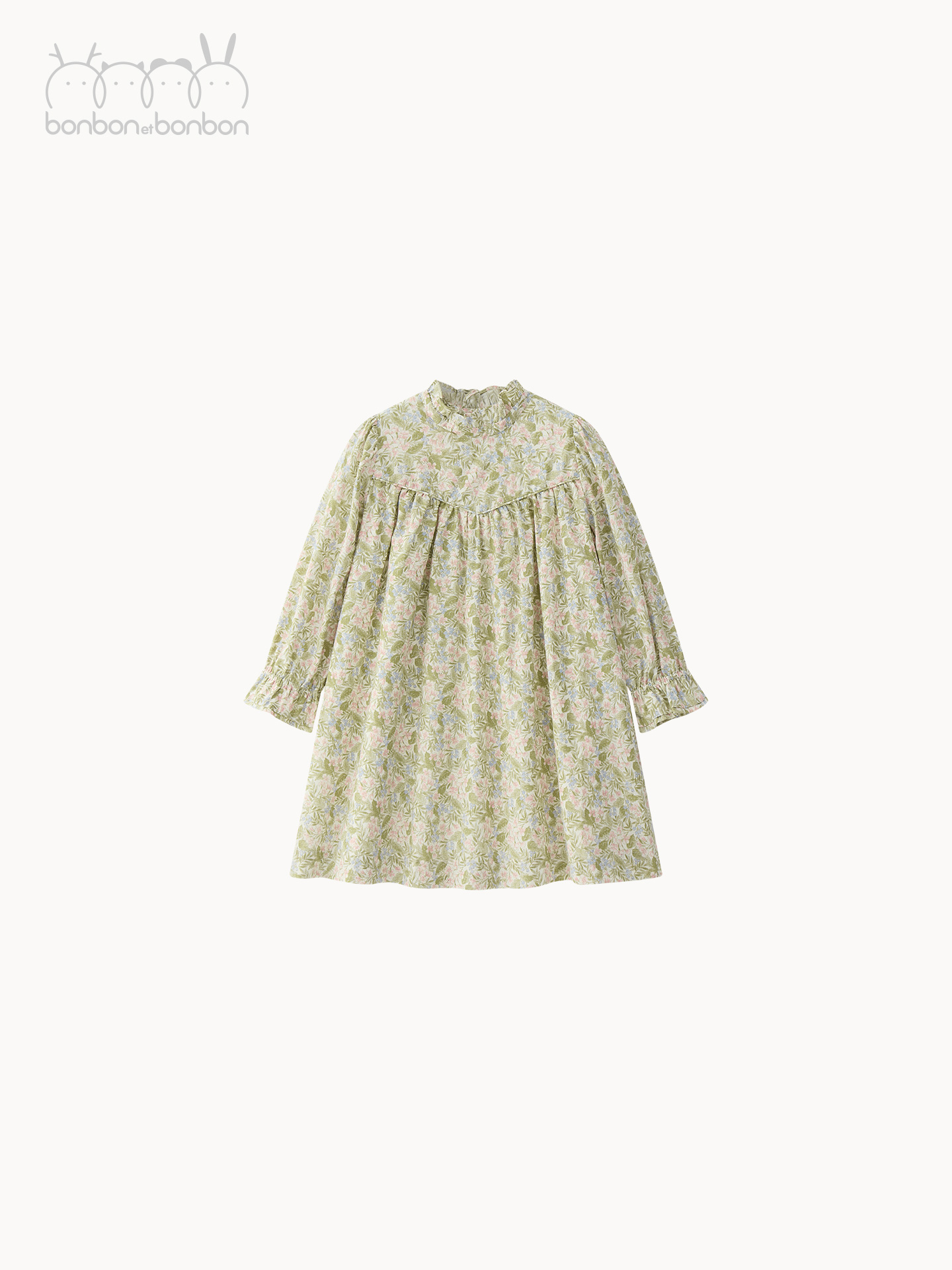 花边领碎花连衣裙