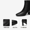 千百度粗高跟弹力袜靴女瘦瘦靴羊皮时装靴通勤短靴子A25581857 商品缩略图3