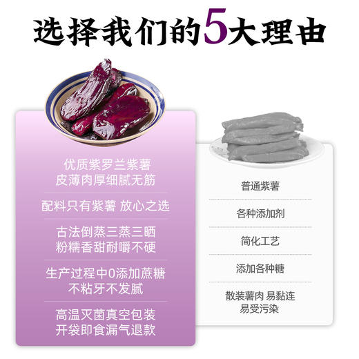 开袋紫薯即食无添加蔗糖真空小包装紫薯番薯干代餐粗粮零食 商品图4