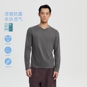 丝光桑蚕丝v领合身长袖