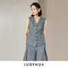 JUDYHUA J For Judy莫兰迪灰夏季极简苎麻马甲 商品缩略图0