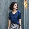 西子/【佛头青】桑蚕丝花罗新中式气质泡泡袖木珠镂空上衣/SYBH210 商品缩略图6