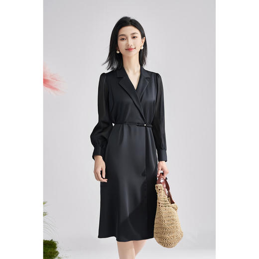 剩S 米思阳2026春季新款通勤气质西装连衣裙系带醋酸长袖裙子女士2306 商品图0