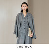JUDYHUA J For Judy莫兰迪灰夏季极简苎麻西装 商品缩略图1