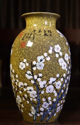 高温窑变虎皮颜色釉堆画《独立春风第一香》