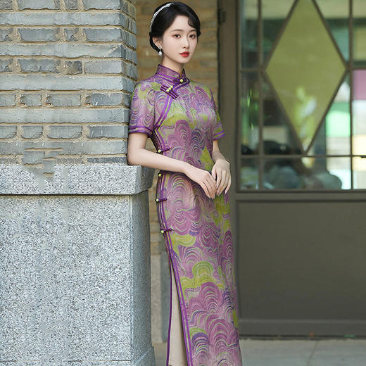 老上海国风中式长款改良旗袍60880 商品图1