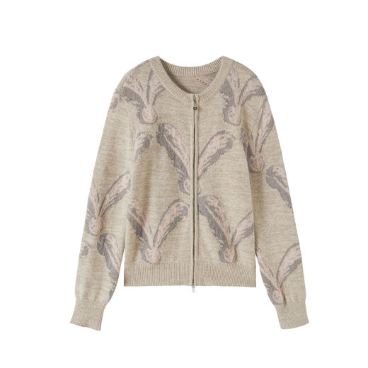 谜底针织开衫女2025秋季新品复古文艺提花抓毛保暖毛衣253MZ1377 商品图4