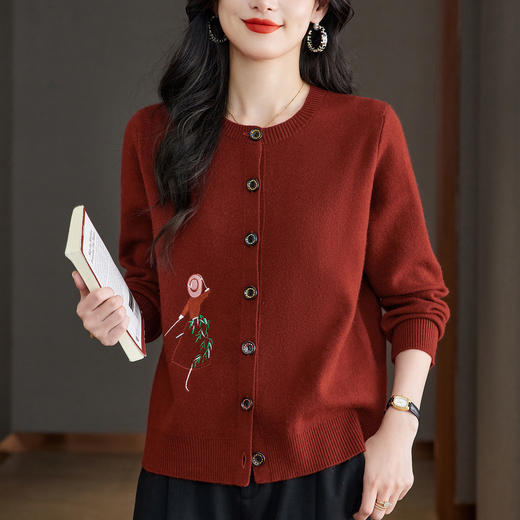 绣花针织开衫，宽松时尚洋气毛衣外套CC-66-6012 商品图0