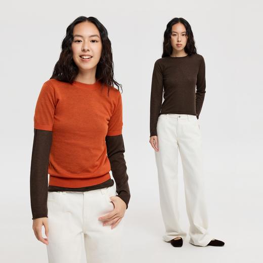 oneup羊毛卷边圆领针织衫 商品图4