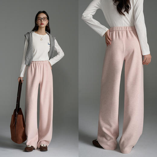 OLrain欧芮儿垂感宽松直筒针织休闲裤秋季2025新款简约松弛感裤子 商品图2