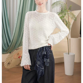 【林栖设计小店】生活在左刺绣镂空针织开衫2025秋季新品显瘦百搭飘逸百搭长袖上衣G1954170
