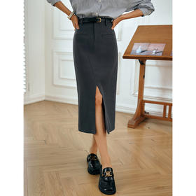 OLrain欧芮儿灰色半身裙女秋季2025年新款小个子气质百搭显瘦半裙