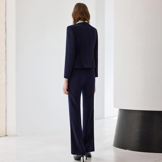 IWY/藏青色气质拼接领西装套装女2025新款长袖总裁商务职业正装25CP826 商品图3