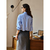 OLrain欧芮儿2025新款女秋季通勤蓝色条纹宽松设计感衬衫长袖衬衣 商品缩略图2
