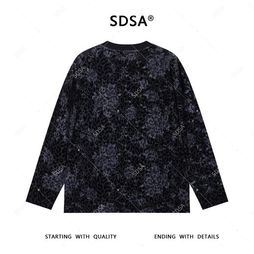 T4579SDSA男士秋冬新款轻奢痞帅男装泡泡植绒圆领长袖T恤花卉印花时尚 商品图5