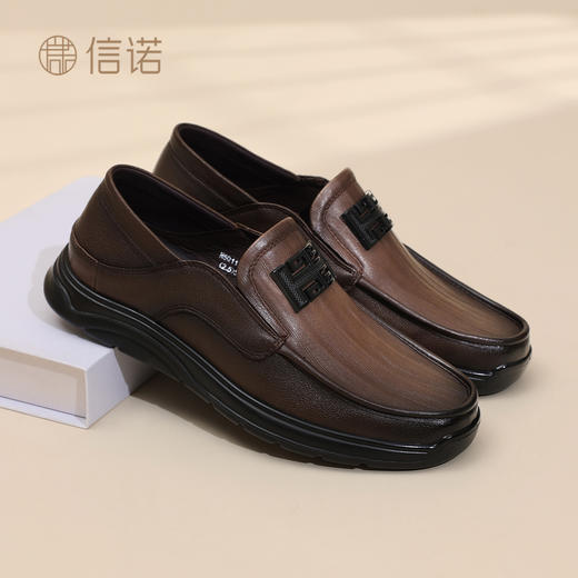 信诺羊皮爸爸鞋舒适软底一脚蹬豆豆鞋休闲单鞋皮鞋男2025新款秋季N5Q115-136 商品图3