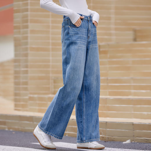 【门店同款】马恩MAXNEW2025秋季新款宽松拖地直筒裤高腰阔腿裤女 商品图4