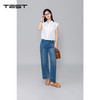 秋上新毛边卷边直筒经典蓝色宽松版型牛仔裤3253009 商品缩略图2