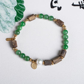 xy0560沉香+碧玉珍珠手串