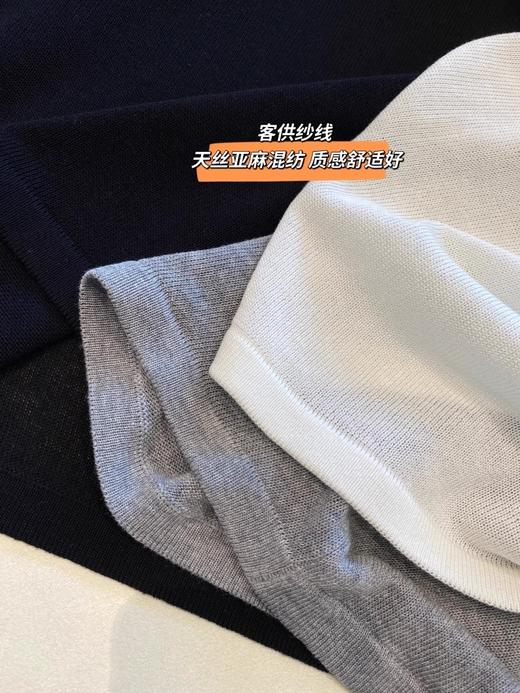 直发【JS3699015】 老钱风透气凉感天丝亚麻polo领 针织衫 商品图6