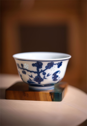 会员专享  青花蝙蝠铜钱单杯 仅供【景瀚店】自提