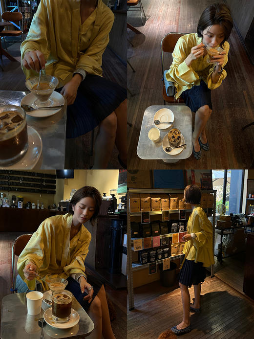 HIDEMI 进口百分醋酸可拆卸丝巾式伞状浪漫设计感衬衫半裙套装 商品图3