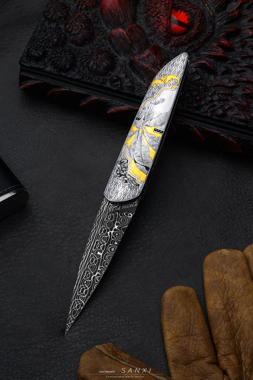 三希堂  现代刀系列  瑞鹤祥龙  未开刃 商品图1