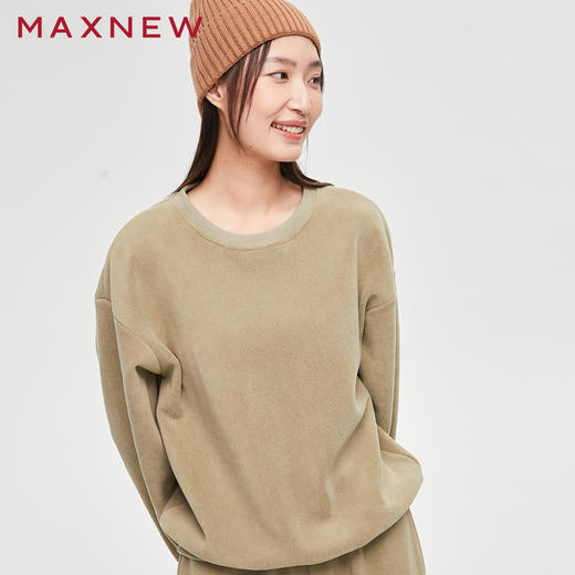【门店同款】马恩MAXNEW女装摇粒绒圆领卫衣秋冬季大码宽松休闲时 商品图0