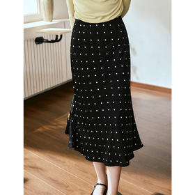 OLrain欧芮儿A字显瘦波点半身裙女秋季2025新款高腰显瘦中长裙